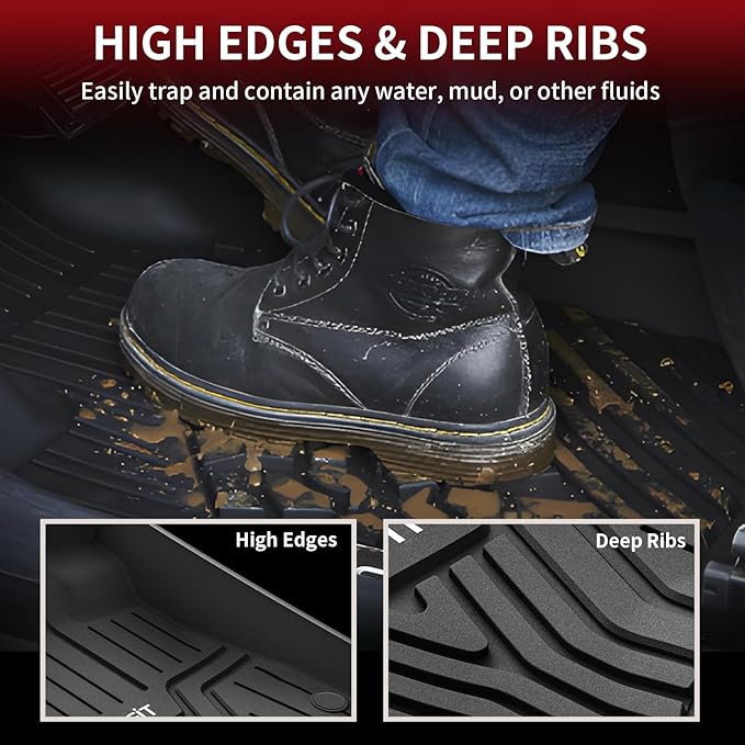 LASFIT Floor Mats and Cargo Liner for Honda CR-V 2026 2025 2024 2023 (Gasoline & Hybrid & e:FCEV), All Weather TPE Car Trunk Mat (Upper Position), 1st & 2nd Row & Trunk Liner Full Set Black