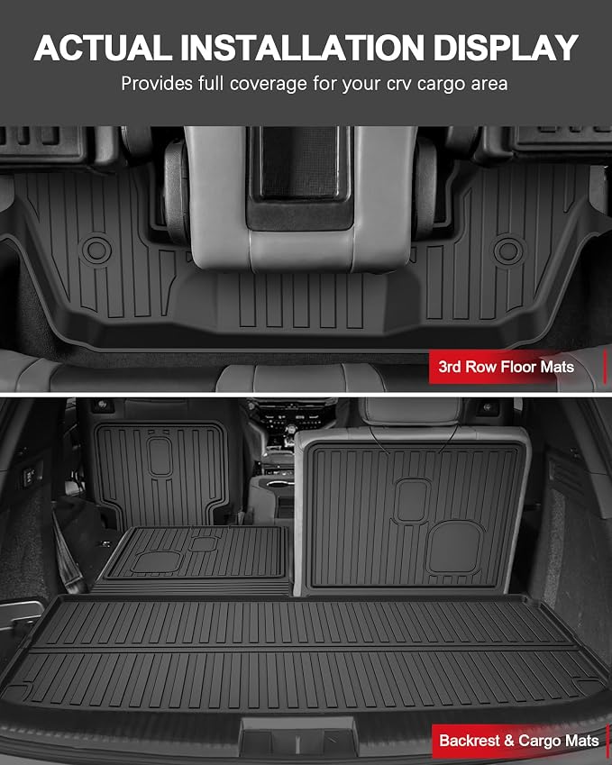 Floor Mats Fit for 2022-2026 Acura MDX - Custom Fit All Weather TPE Accessories Full Sets (Floor Mats + Cargo Liner + Backrest Mat)