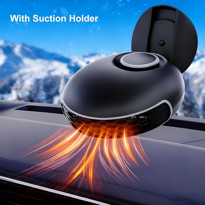 Car Heater, 12V 180W 2IN1 Heating & Cooling Fan, Portable Defroster for Car Windshield, with Plugs in Cigarette Lighter,Fast Heating Defrost Defogger with Suction Holder