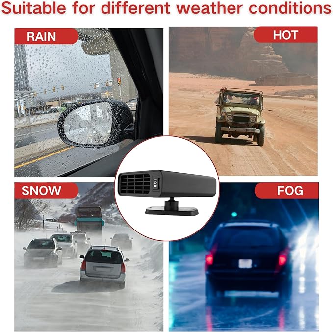 Car Heater 12V, Portable Car Heater for Vehicle That Plugs Into Cigarette Lighter,Fast Heating Defrost Defogger 2 in 1 Heating & Cooling Fan with 360° Rotary Base for Trucks, SUV, Cars