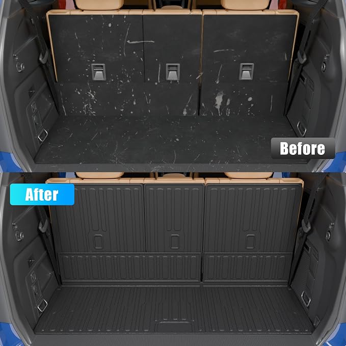 Cargo Mat Compatible with 2025 2026 Ford Expedition&Lincoln Navigator (NOT for Max/L) Trunk Mat Cargo Liner Back Seat Cover All Weather Expedition Accessories (Trunk Mat+Backrest Mats)