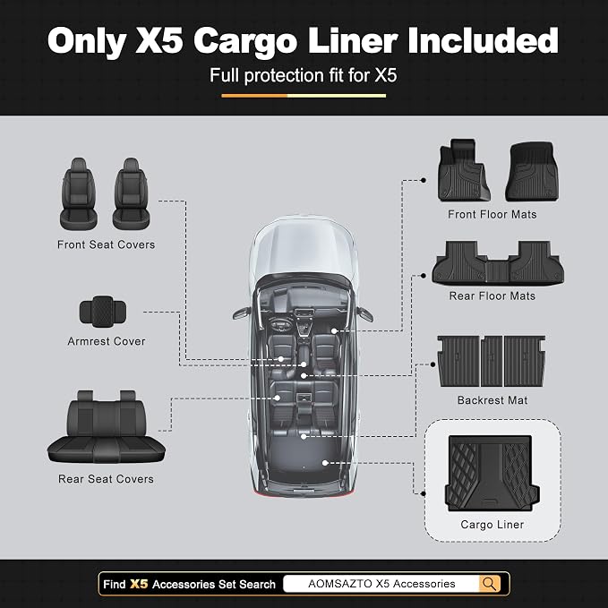 AOMSAZTO Cargo Liner Compatible with BMW X5 2014-2018 (F15) | AOMSAZTO All Weather Back Trunk Mat Rear Cargo Tray for BMW X5 2014-2018