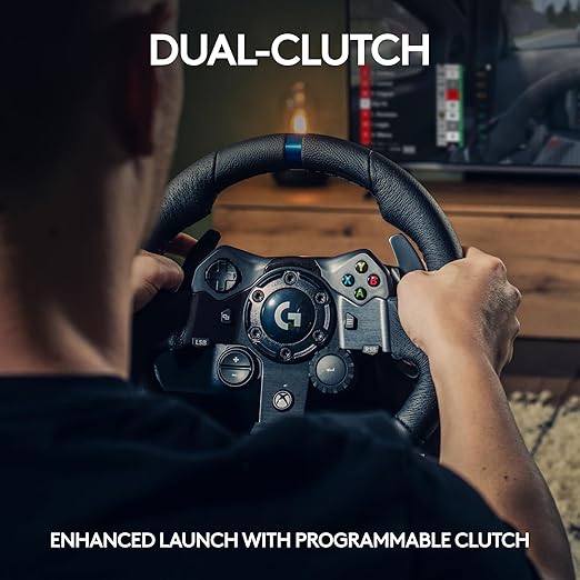 Logitech G923 Racing Wheel and Pedals for Xbox X|S, Xbox One and PC Featuring TRUEFORCE up to 1000 Hz Force Feedback, Responsive Pedal, Dual Clutch Launch Control, and Genuine Leather Wheel Cover