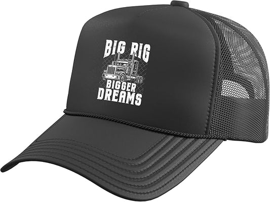 Big Rig Bigger Dreams Semi Truck Driver 18 Wheeler Trucker Hat with Adjustable Mesh Back