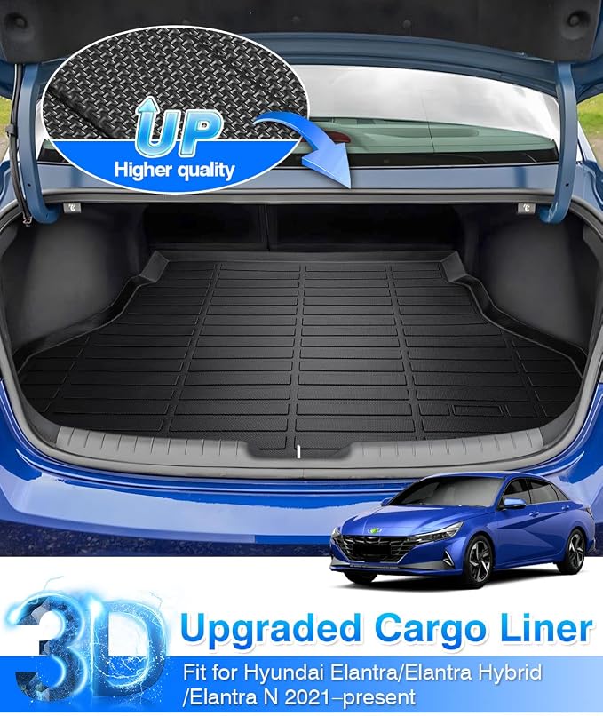 Cartist Cargo Liner Compatible with Hyundai Elantra & Elantra N & Elantra Hybrid 2021 2022 2023 2024 2025 All Weather Rear Trunk Mat TPE (Not Fit Elantra GT Models)