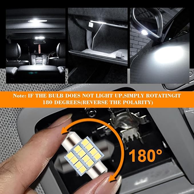 iFunyLED 24 Pieces Dome Light LED Car Interior Bulb Kit Set 194 T10 DE3175 578 31mm 42mm Bulbs Interior Replacement Lights for Car Map License Plate Door Side Marker Cornering Trunk Light - Cool White
