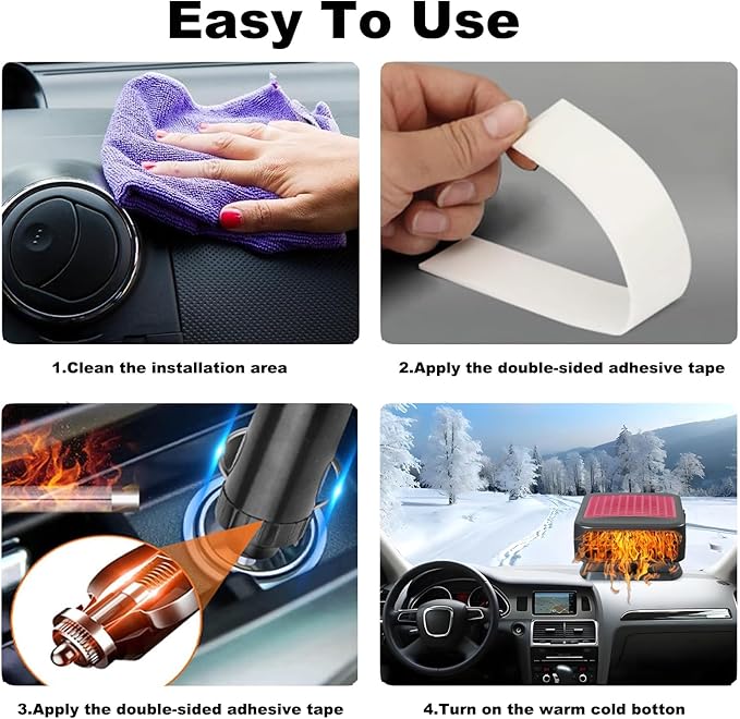 Portable Car Heaters for Vehicle,12V Car Heater that Plugs into Cigarette Lighter,200W Fast Heating Car Defroster Defogger 360° Rotatable 2 in 1 Heating & Cooling (Red)