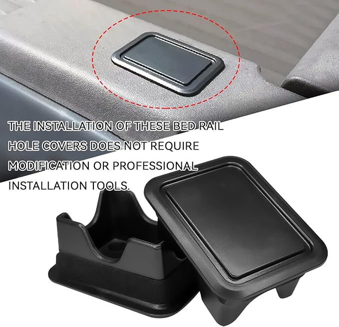 SQWS Bed Rail Stake Pocket Covers 2PCS Dustproof Black Truck Bed Rail Caps Compatible with Dodge Ram 1500 2500 3500 (2019-2025) Truck Beds Accessories Rear Trucks Beds Hole Plugs
