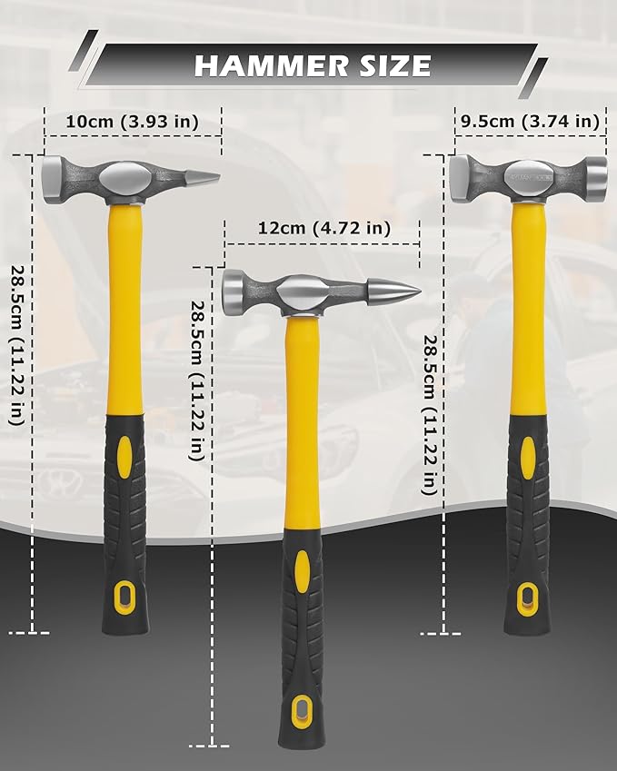 DAYUAN 7Pcs Auto Body Repair Kit, Craft Panel Beating Hammer and Dolly Set Hammer Dent Body Fender Tool