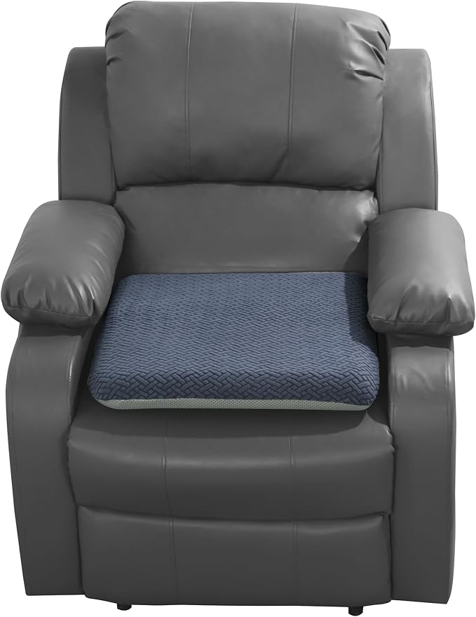 HOMBYS Tufted Furry Recliner Seat Cushion for Elderly Foam Curved Edge Large Square Seat Cushion for Recliner Chair, Floor Pillow, Office Chair, Car, No Pressure on Thighs(Grey, 18 * 16 * 3in)