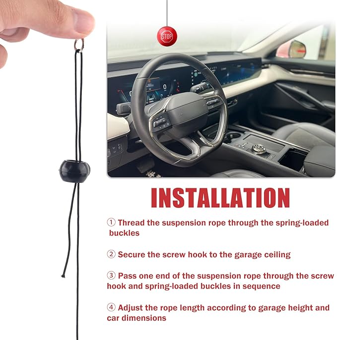 2PCS Garage Tennis Ball Parking Aid,Anti-Collision Hanging Garage Parking Aids for Cars with 13ft Rope,Universal Garages Parkings Stops Ball Garages Accessories for Car Truck SUV (Red/2PCS)
