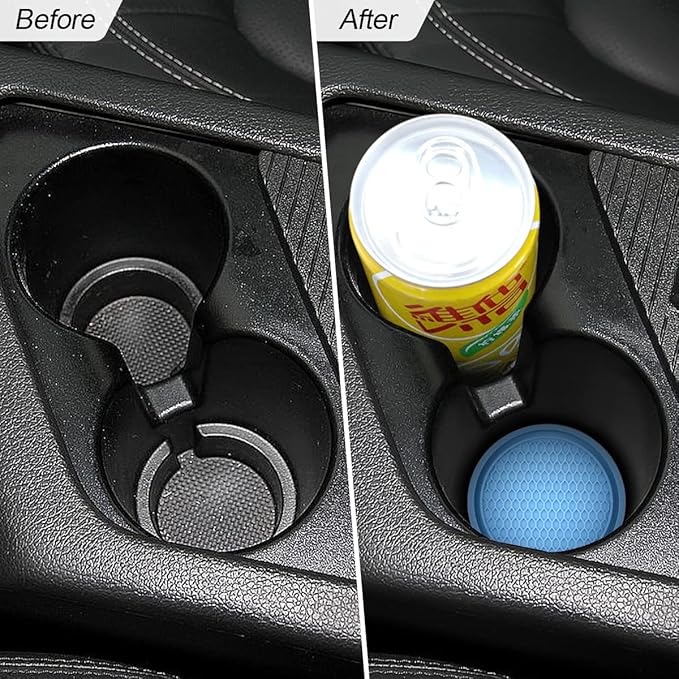 Osilly 4 Pack Car Coaster, 2.75 Inch PVC Anti Slip Cup Holder Insert Coaster, Honeycomb Waterproof Drink Mat Suitable for Most Car Interior, Universal Vehicle Accessories for Women and Men (Blue)