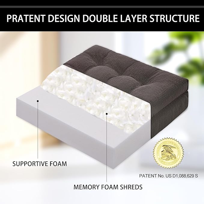 Recliner Cushions for Elderly, 20x20x5 Inch Thick Chair Cushion Patent Design Soft Tufted Dual Layer Booster Seat Cushions for Seniors Recliner Risers Taupe 1P