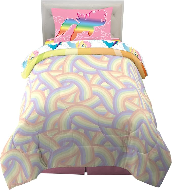 Franco Kids Bedding Super Soft Microfiber Comforter and Sheet Set, 4 Piece Twin Size, Unicorn My Little Pony