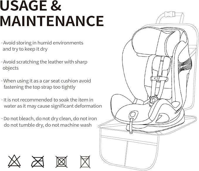 Viaviat Car Seat Protector Leather Waterproof Child Safety Seat Protector Cover with Thick Pad and 2 Large Pockets Durable Kick Mat for All Auto Seat (Deep Gray)