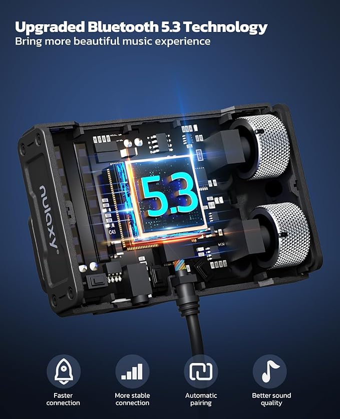 Nulaxy Bluetooth 5.3 Car Adapter with Air Vent Installation & DSP Noise Cancellation, QC3.0 & Type-C PD Car Charger Wireless FM Radio Transmitter Supports Bass & Treble Boost