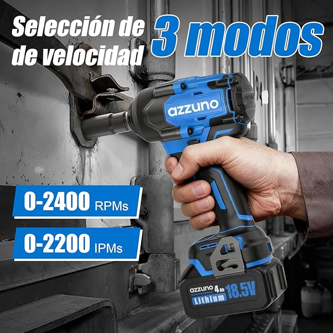 AZZUNO Electric Impact Wrench 737 Ft-lbs(1000N.m) 1/2'' Brushless Cordless Impact Driver with Fast Charger and 2x4.0Ah Battery Powered Impact Wrench Charger & 4 CR-V Sockets for Home Car Truck Tires