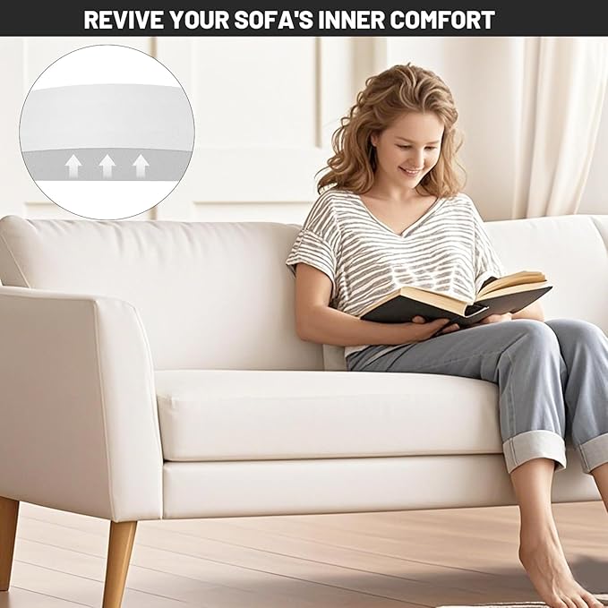 Couch Cushion Support for Sagging Seat, 20"x20"x2" 40D High Density Curved Foam Sofa Cushion Support, Under-Cushion Sag Repair,White Set of 3