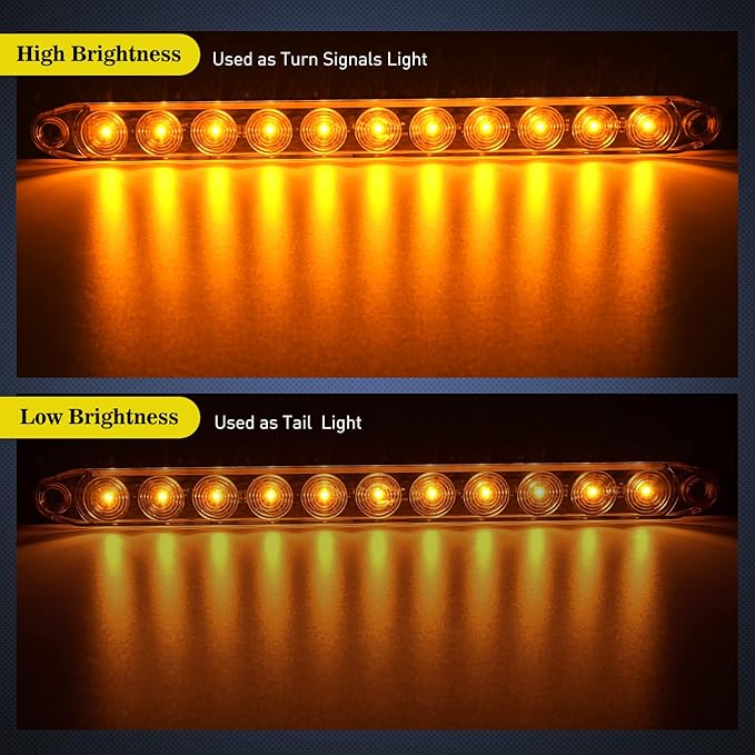 Nilight 16Inch Trailer Marker ID Bar 2PCS 11 LED Amber Turn Signals Tail Light DOT Compliant IP65 Waterproof for Truck Trailers Cargo Carriers