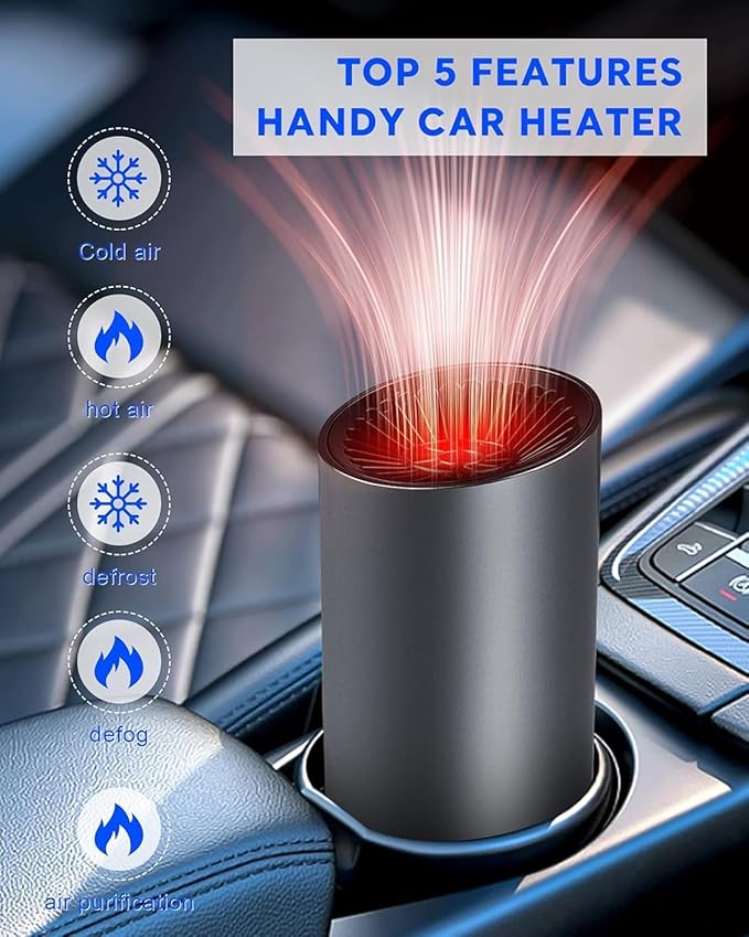 Car Heater, 12V 150W Portable Car Heater, 2 in 1 Fast Heating and Cooling Defroster Defogger Plug into Cigarette Lighter