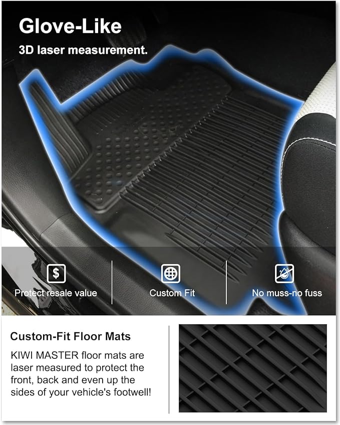 KIWI MASTER Floor Mats for 2013-2018 Toyota RAV4 (Non-Hybrid), OEM Replacement PT908-42165-20, Custom Fit All Weather Car Mats, Heavy Duty TPE Floor Liners, Front & Rear 2 Row, Black