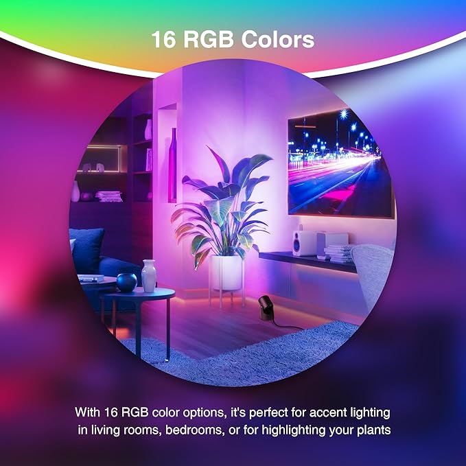 URTOM RGBW Christmas Spot Lights Indoor 6W Up Lights Indoor with Remote Control 16 Color Changing Uplighting Indoor 120V LED Spotlight Indoor Dimmable Uplights Indoor for Parties Plant Decor, 2 Pack