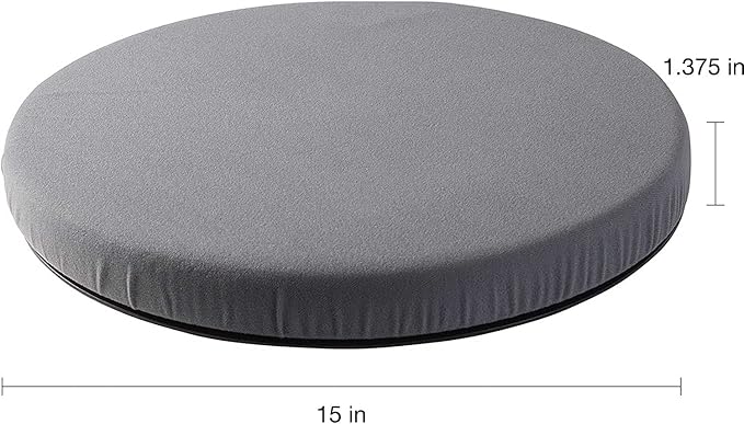 HealthSmart 360 Degree Swivel Seat Cushion, Chair Assist for Elderly, Swivel Seat Cushion, Twisting Disc, Gray, 15 Inches in Diameter (Pack of 1)