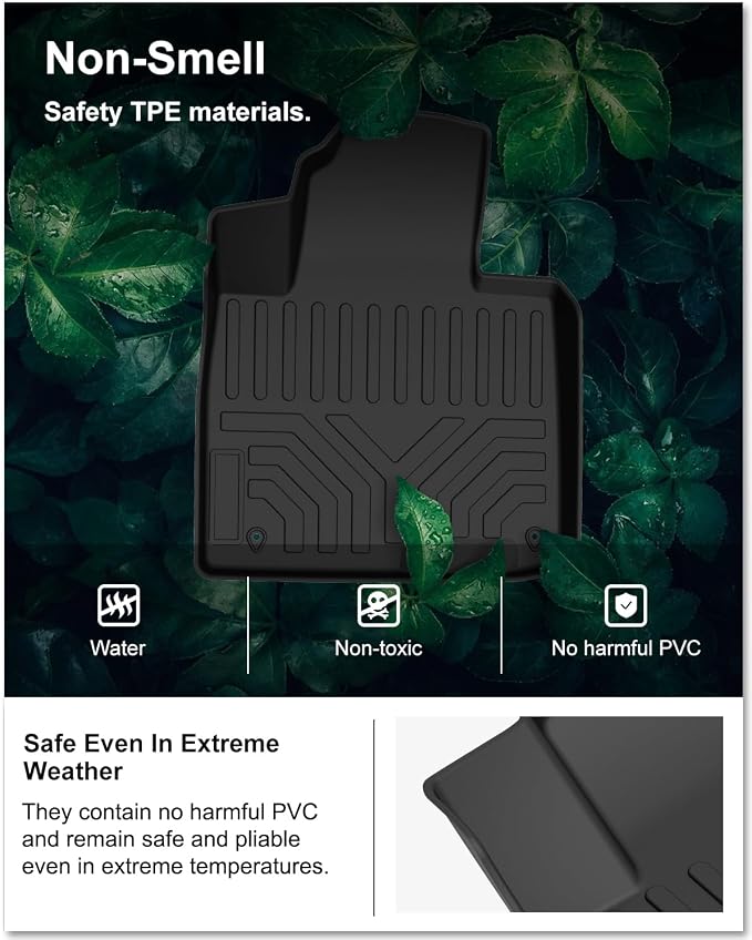 KIWI MASTER Floor Mats for 2019 2020 Hyundai Santa Fe, Custom Fit All Weather Car Mats, Heavy Duty TPE Floor Liners, Front & Rear 2 Row, Black