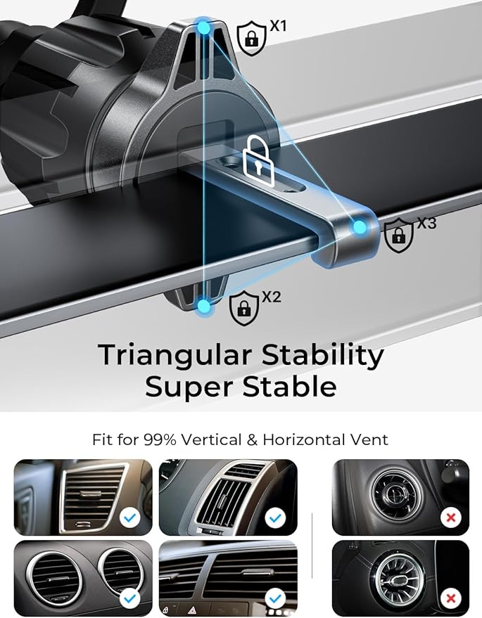 LISEN for MagSafe Car Mount,Car Accessories for Women Men [2025 Ultra] Magnetic Phone Holder for C ar 360 Dashboard Vent Phone Mount for C ar Organization iPhone 16 15 14 13 12 Pro Plus Mini, Black