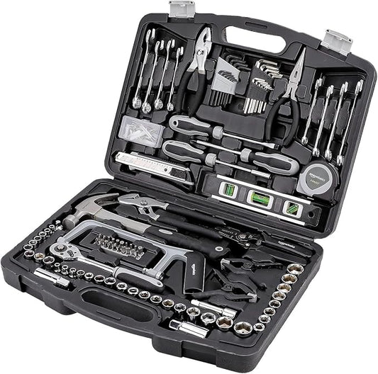 Amazon Basics 173-Piece General Household Hand Tool Set with Storage Case, Portable Tool Kit for Home Maintenance and Everyday Repairs
