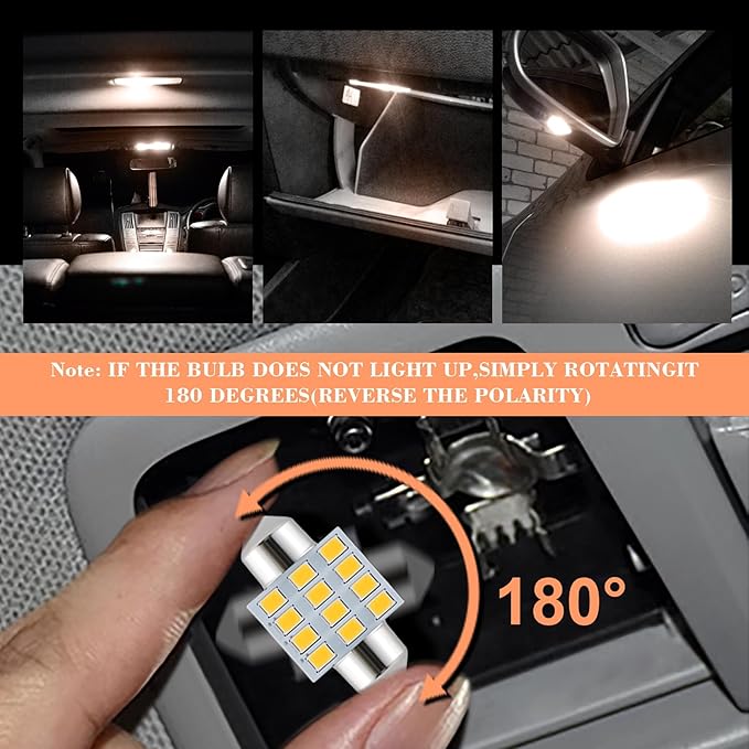 iFunyLED 24 Pieces Dome Light LED Car Interior Bulb Kit Set 194 T10 DE3175 578 31mm 42mm Bulbs Interior Replacement Lights for Car Map License Plate Door Side Marker Cornering Trunk Light - Warm White