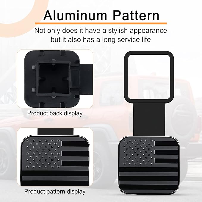SINGARO 2 Inch Universal Flag Tow Hitch Covers, Trailer Hitch Cover Tube Plug Insert, Car Exterior Accessories, Receiver Tube Hitch Plug（2PCS American Flag）