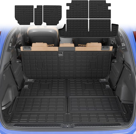 Cargo Mat Compatible with 2010-2024 Toyota 4 Runner 7 Seat Cargo Liner Trunk Mat TPE Back Seat Cover Protector 2023 4Runner Accessories (Fit 7 seat,Trunk Mat+2nd & 3rd Row Backrest Mats)