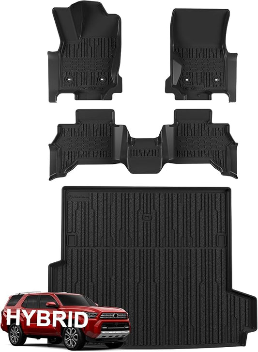 TripleAliners Floor Mats & Trunk Mat All Weather Liners Compatible With Toyota 2025 2026 4Runner Accessories Custom Fit TPE Heavy-Duty Waterproof Anti-Slip Floor Liner (5 Seats ONLY) - Only for Hybrid