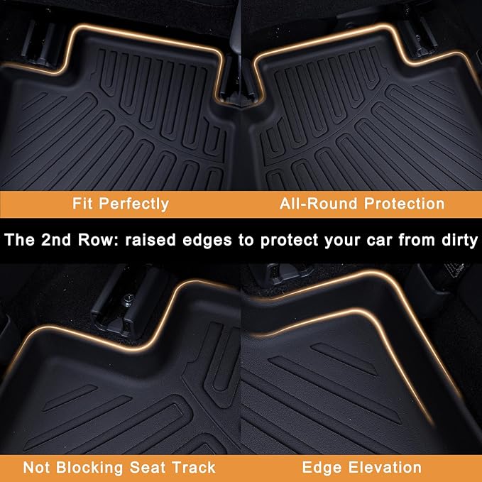 Floor Mats for 2021-2025 2026 Jeep Grand Cherokee L 7 Seats (2nd Row Bench Seats) & Cargo Mat & Backrest Mat,TPE All Weather Protection Car Full Set Mats Covering The Backrest Accessories