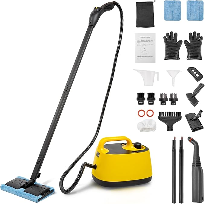 BEAMNOVA Steam Cleaner Electric Household Steamer High Pressure Multipurpose Rolling Cleaning Machine for Carpet Upholstery Floor Car Detailing Home Inside 1.5L 50.72oz Water Container with Roller