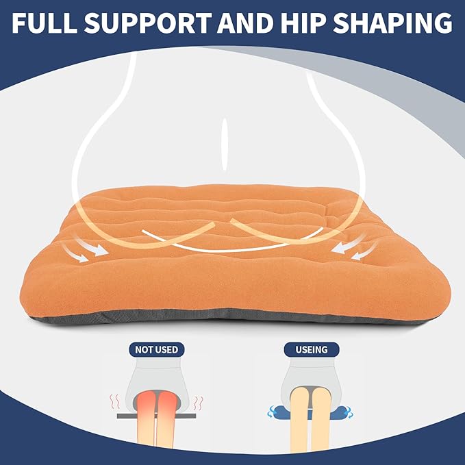 BUYUE Good Support Office Chair Cushion Padded, Soft Velvet Comfortable Non-Slip Seat Cushion for Computer Desk Kitchen Chair (1 Count, Orange)