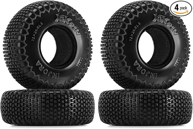 INJORA 1.3" XHX Pin Tires for TRX4M SCX24, 72 * 24mm, S5 Compound, 4PCs(T1321)