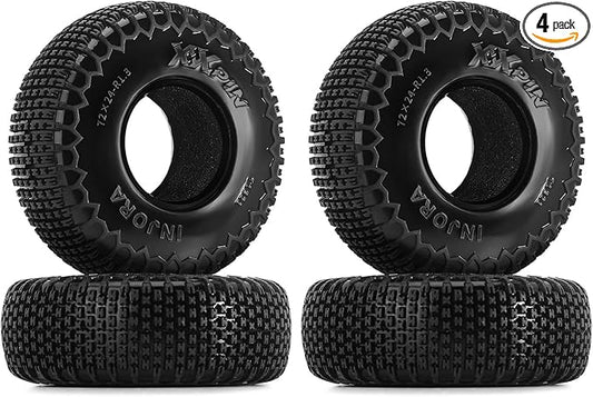 INJORA 1.3" XHX Pin Tires for TRX4M SCX24, 72 * 24mm, S5 Compound, 4PCs(T1321)