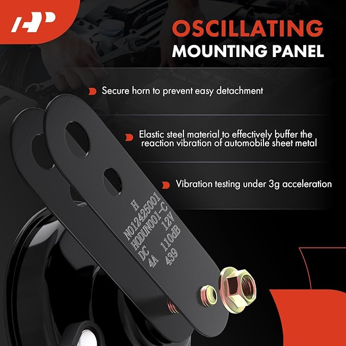 A-Premium Disc Horn High Universal Electric Horn - 12V 110 dB - Compatible with Passenger Car, Commercial/Off-Road Vehicle, ATVs, Scooter, Dirt/Pocket Bikes, Motorcycles & More, 76 mm