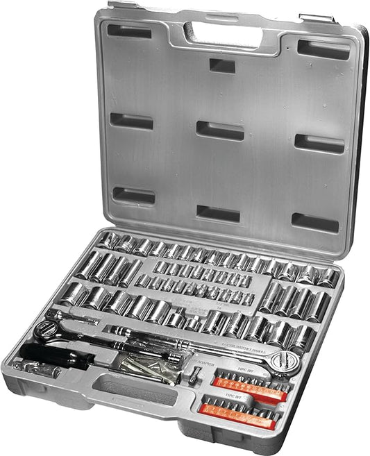 Performance Tool W1198 SAE/Metric 100-Piece Socket (1/4-Inch, 3/8-Inch & 1/2-Inch Drive) and Bit Set