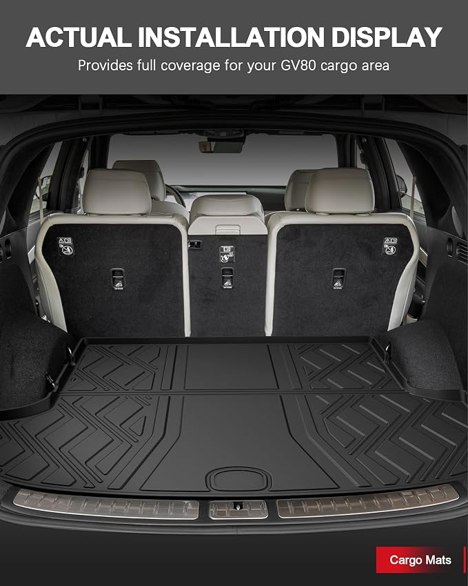 Floor Mats for Genesis GV80 2021-2025 5 Seats Only (Not for Coupe), All Weather TPE Floor Liners Cargo Mat GV80 Accessories Odorless Anti-Slip Cargo Liner Trunk Tray Protector