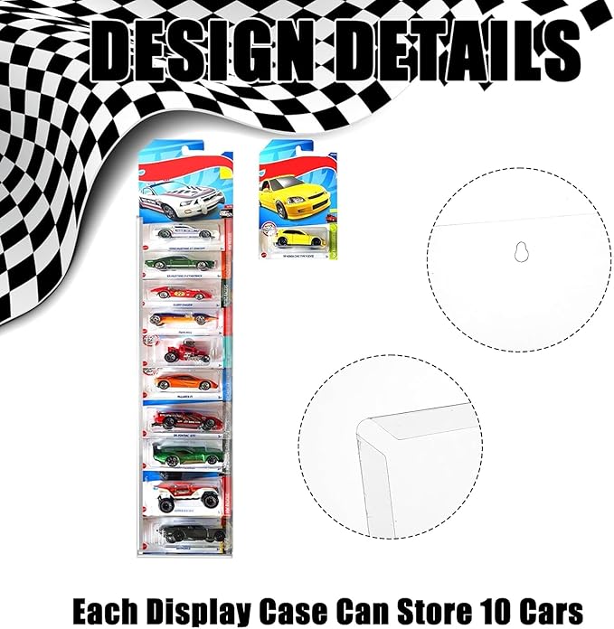 48 Pcs Clear Display Case for Packaged Model Cars,Model Car Display Cases Wall Mount-Holds up to 120 Cars,Toy Car Storage Organizer Compatible with Hot Wheels,Clear Model Car Display Case(16.7 x 4.4)