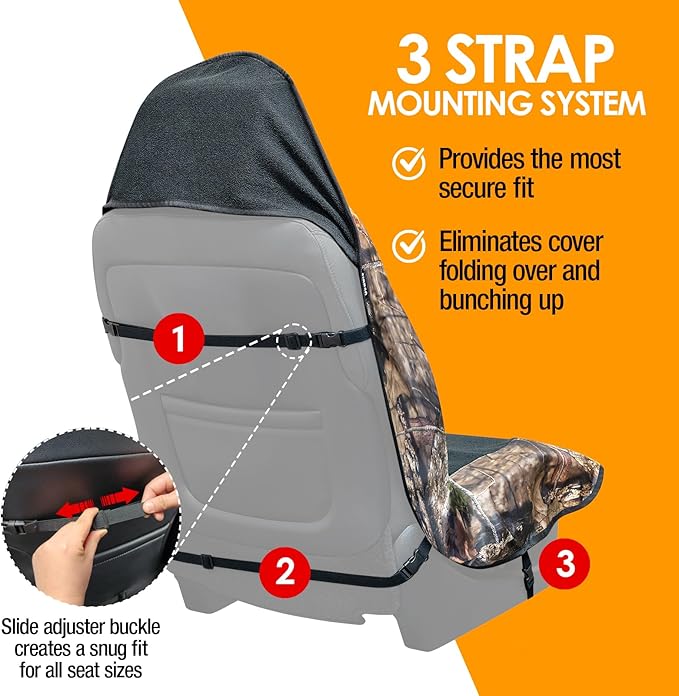 LPI Truck Mossy Oak Camo Car Seat Cover Towel Protector; Protects Seats from Sweat, Dirt, Dogs, Kids; Heavy Duty Material, Universal Fit for Cars SUVs MiniVans Trucks, EZ fit, Non Slip Grip, 1pc