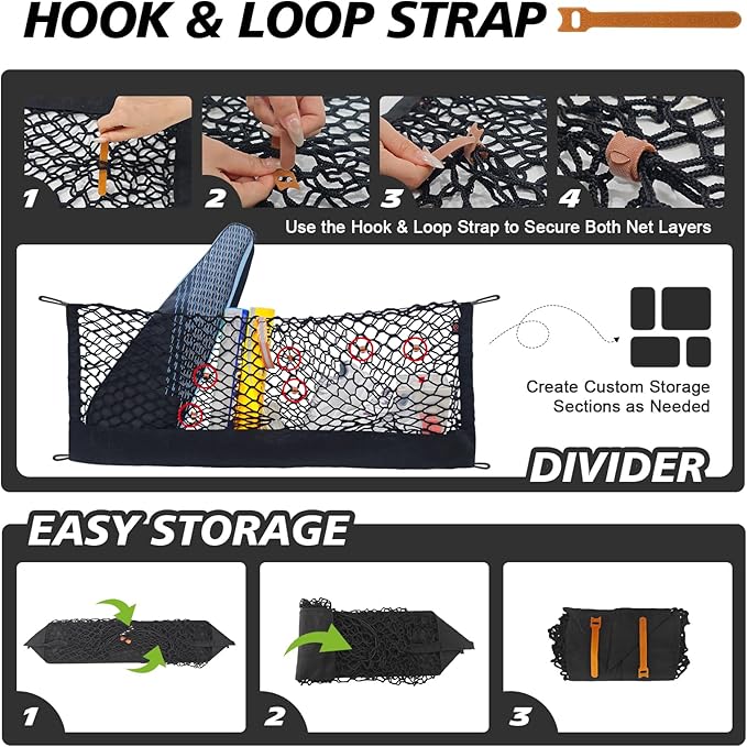 Muslogy Truck Bed Cargo Net Trunk Netting Compatible with 2018-2025 2026 Toyota Camry Accessories, Pickup Cargo Organizer SUV Sedan Storage Net w/Heavy Duty Carabiners