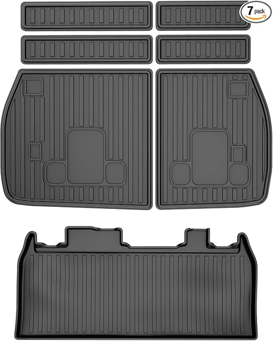 7PCS Cargo Mat for Kia Carnival 2022-2026 / Carnival Hybrid 2025 2026 Cargo Liner with Backrest Mat TPE All Weather Trunk Mat 3rd Row Back Seat Cover Protector 2025 Carnival Accessories