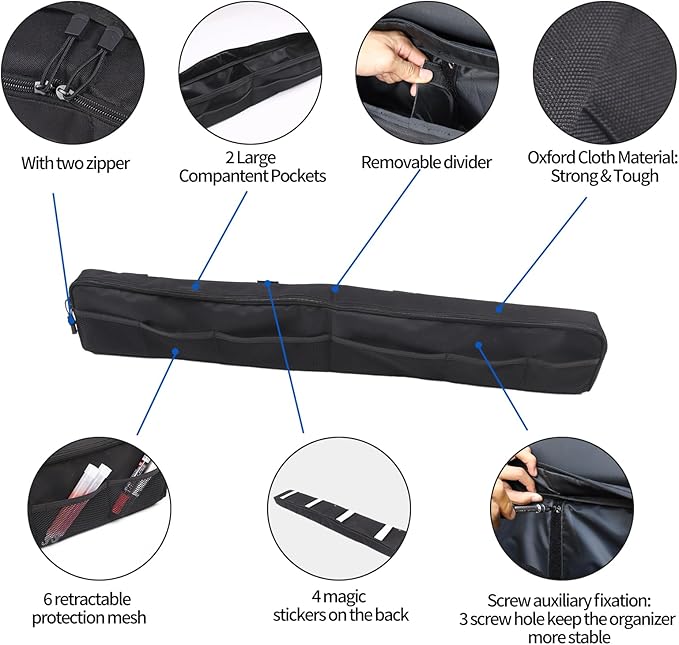 Car Trunk Organizer Compatible with Toyota FJ Cruiser 2007-2021, Back Door Panel Storage Organizer Multi-Compartment Oxford Cloth Car Storage Bag Space Saving (Black)