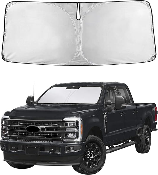 Autovir Windshield Sun Shade Fit for 2017-2024 2025 2026 Ford F250 Sun Shade, Front Window Sun Visor, UV Protection, Heat Blocker, Foldable Car Accessories