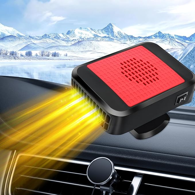 Car Heater,12V 200W Portable Car Heater Defroster, 2 in 1 Heating & Cooling Fast Heating Defrost Defogger with Plug in Cigarette Lighter, Window Defroster for Car, SUV, Jeeps, Trucks (red)