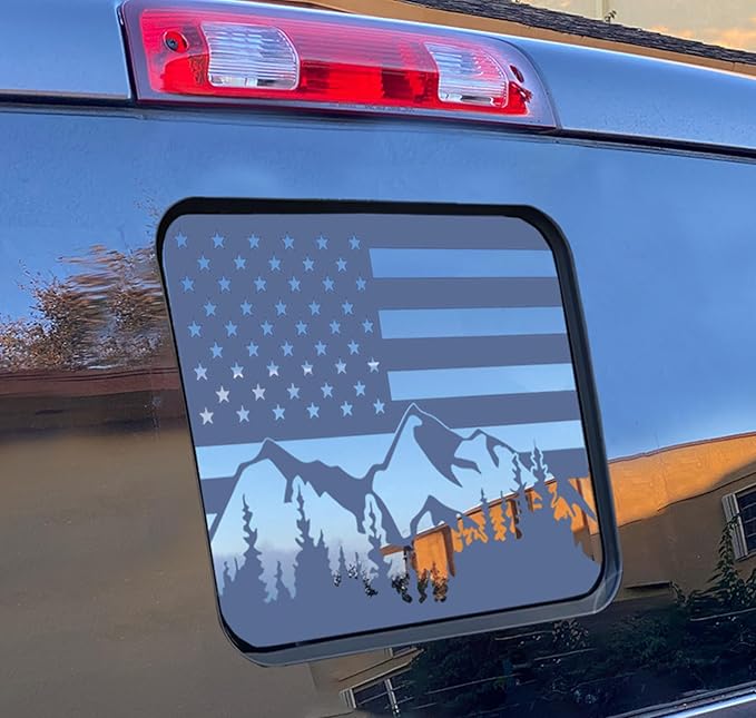 for Ford F150 F250 F350 2015–2025 2026 Matte Black Rear Window American Flag Decal, USA Truck Back Center Vinyl Sticker, Patriotic Rear Sliding Window Decal for Ford F150